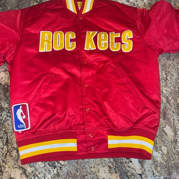 Vintage Mens Starter Houston Rockets Satin Jacket Size Medium- Red - Picture 7 of 15